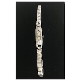 Autre Marque-Vintage Art Deco watch white gold 18 carats and diamonds-Silvery