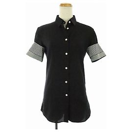 [Gebraucht] Acne Studios LINE RIBBON Hemd Kurzarm Seidenmischung Schwarz