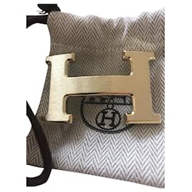 Hermès-Boucle de ceinture Hermès modèle H doré-Doré