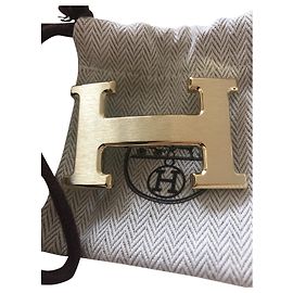 Hebilla de cinturón Hermès modelo H oro Dorado