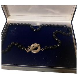 Colar Tiffany & Co de prata com esferas de ônix Preto