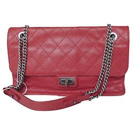 Chanel 2.55 Jumbo Sonderedition rote Leder Handtasche Rot