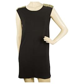 Philipp Plein-Philipp Plein black modal back cross shoulders embellised design mini dress sz S-Black