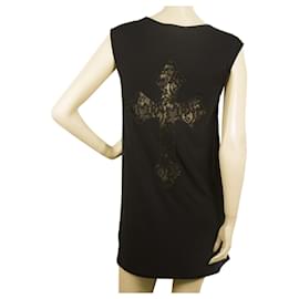 Philipp Plein-Philipp Plein mini vestido negro de modal con espalda cruzada y hombros cruzados con diseño adornado sz S-Negro