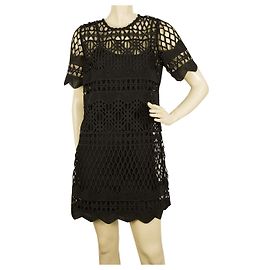 Autre Marque Kendall + Kylie Robe noire perforée à manches courtes et mini-longueur Sz S Noir