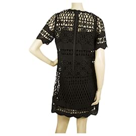 Autre Marque-Kendall + Kylie Black Perforated Mini Length Short Sleeves dress Sz S-Black