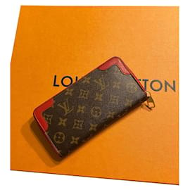 Louis Vuitton-Portafoglio con zip Rivoli-Marrone,Rosso