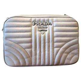 Prada-PRADA diagrams leather case: Bandoliera Soft Calm Impunture Pomice 2-Grey