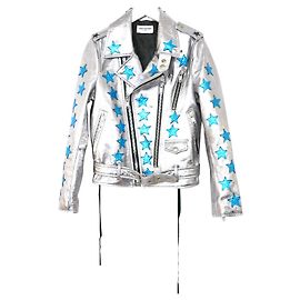 Saint Laurent AW16 Bowie Leather Jacket Silvery