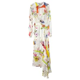 Preen By Thornton Bregazzi Vestido Preen Floral Silk Assimétrico com Bainha Multicor