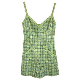 Chanel 2019 combinaison short en tweed vert citron Vert