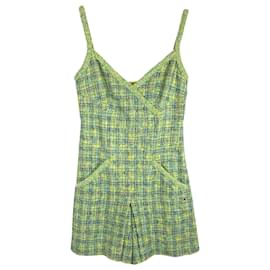 Chanel-Chanel 2019 shorts jumpsuit in lime green tweed-Green