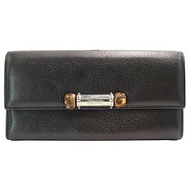 Gucci Cartera "Bamboo" de piel negra Negro
