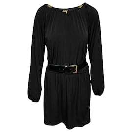 Michael Kors-Michael Kors Chain Neck Peasant Dress in Black Polyester-Black