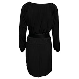 Michael Kors-Michael Kors Chain Neck Peasant Dress in Black Polyester-Black