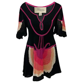 Temperley London-Temperley London – Gestricktes ausgestelltes Kleid aus mehrfarbiger Seide-Mehrfarben
