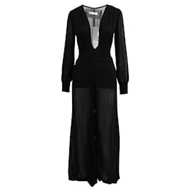Reformation-Long Sleeve Black Jumpsuit with Zipper at Front-Black
