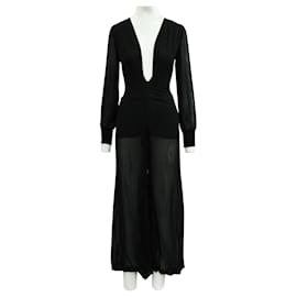 Reformation-Long Sleeve Black Jumpsuit with Zipper at Front-Black