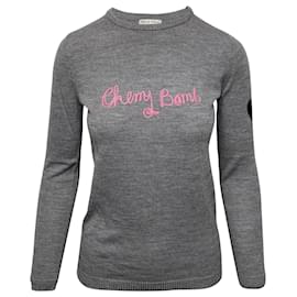 Bella Freud-Bella Freud Cherry Bomb Sweater in Grey Wool-Grey