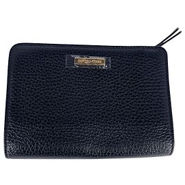 Carteira Sergio Rossi Bifold Zip em Couro Preto Preto