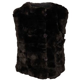 Yves Salomon Chaleco Yves Solomon en piel de conejo rex marrón Negro