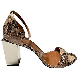 Sandálias Sportmax Snake Effect em Couro Marrom Marrom
