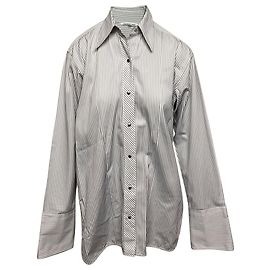 Camisa grande listrada Helmut Lang em algodão cinza e branco Branco