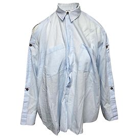Helmut Lang Button-down-Hemd mit offener Schulter aus Baumwolle in Blau Blau