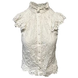 Roseanna Sea New York Spitzentop mit Stehkragen aus weißer Baumwolle Weiß