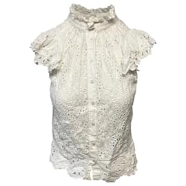 Roseanna-Top de encaje con cuello simulado de Sea New York en algodón blanco-Blanco