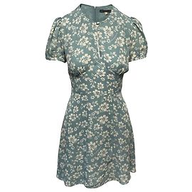 Alexa Chung Hibiscus Print Dress in Blue Polyester Blue