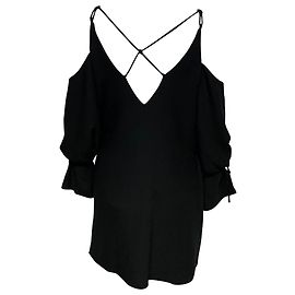 Iro Lebeca Cold-shoulder Wrap-effect Mini Dress in Black Polyester Black