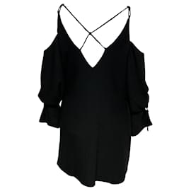 Iro-Iro Lebeca Mini-robe effet portefeuille à épaules dénudées en polyester noir-Noir