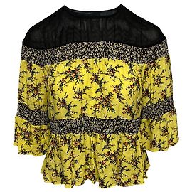 Blusa Sandro con Ruches in Viscosa Gialla Giallo