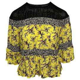 Sandro-Sandro Ruched Blouse in Yellow Viscose-Yellow