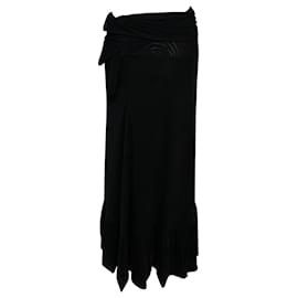 Ganni-Ganni Addison Wrap Dot Mesh Skirt in Black Nylon-Black