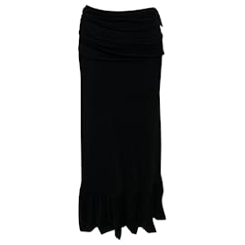 Ganni-Ganni Addison Wrap Dot Mesh Skirt in Black Nylon-Black