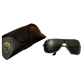 Óculos de sol Ray-Ban pretos e prateados de plástico Preto Prata