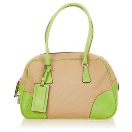 Sac à main Prada Marron Canapa Bauletto Marron Beige Vert