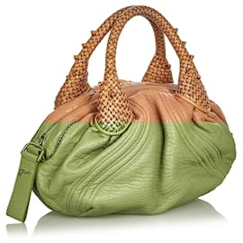 Fendi-Fendi Brown Spy Leather Handbag-Brown,Beige