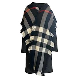 Burberry-BURBERRY NEW WOOL SCARF-Black,White,Red