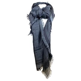 Lenço Elie Saab em lã de caxemira preta e cinza mesclada de seda com estampa de renda Cinza