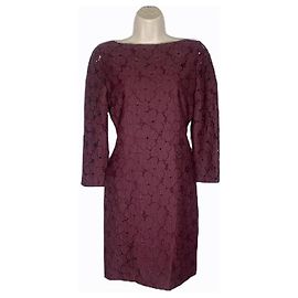 Diane Von Furstenberg DvF – Sarita – Kleid mit Blumenspitze in Burgunderrot Lila