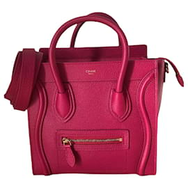 Céline-Bolso Celine Nano Luggage en cuero rosa-Rosa
