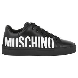 Moschino Zapatillas de cuero con logo para mujer Negro