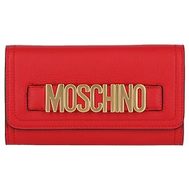 Cartera Moschino de piel con placa del logo Roja