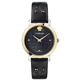 Versace-Medusa Chain Leather Watch-Metallic