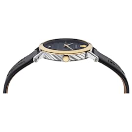 Versace-Medusa Chain Leather Watch-Metallic