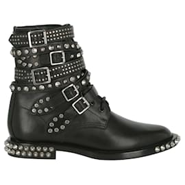 Saint Laurent-Studded Ranger Combat Boots-Black
