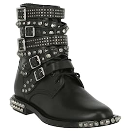 Saint Laurent-Studded Ranger Combat Boots-Black